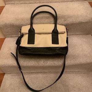 Kate Spade Black and Beige Pebbled Letter Handbag